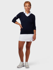 Women's V-Neck Merino Sweater In Dark Navy