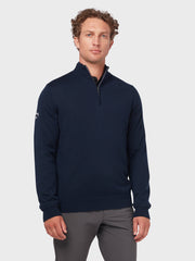 Windstopper Quarter Zipped Sweater In Navy Blue