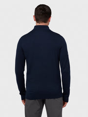 Quarter Zip Blended Merino Sweater In Navy Blue