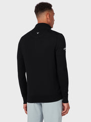 Thermal Merino Wool Quarter Zip Sweater In Black Onyx