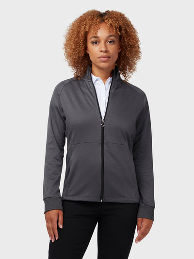Women's Midweight Waffle Fleece Jacket In Caviar Shade Heather