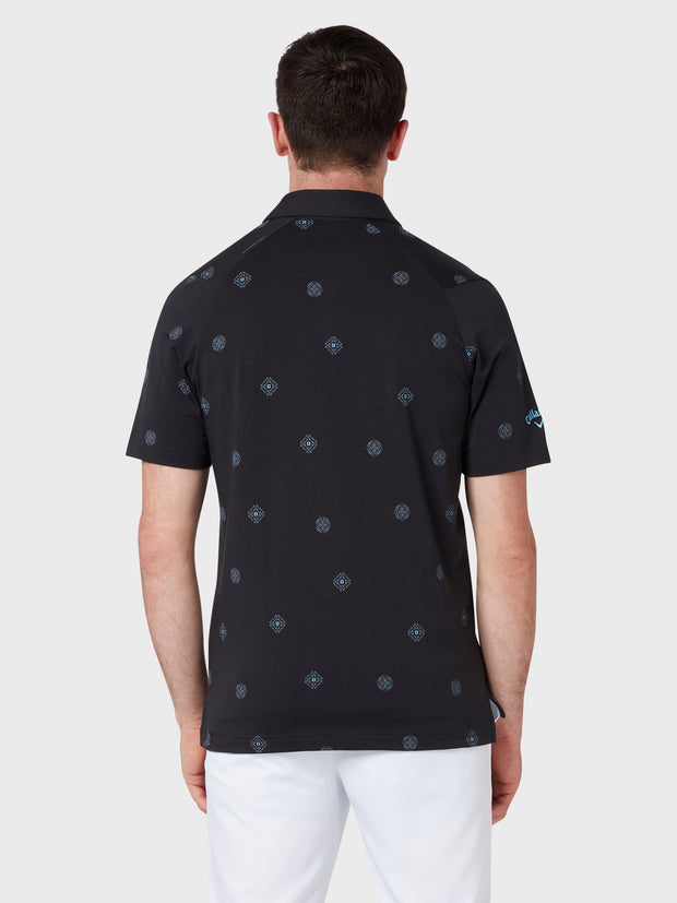 Classic Foulard Print Polo In Caviar