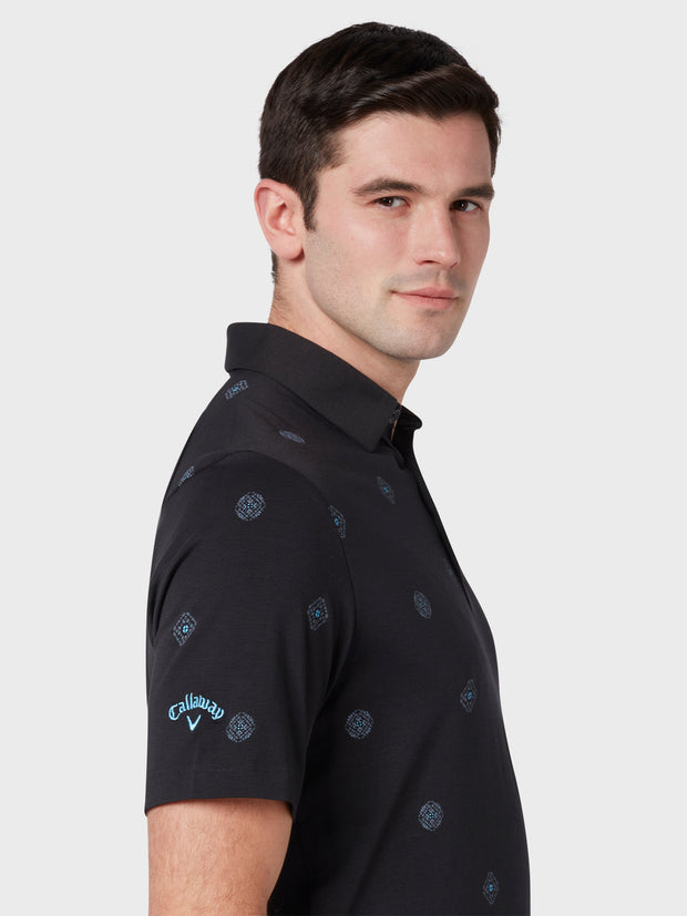 Classic Foulard Print Polo In Caviar