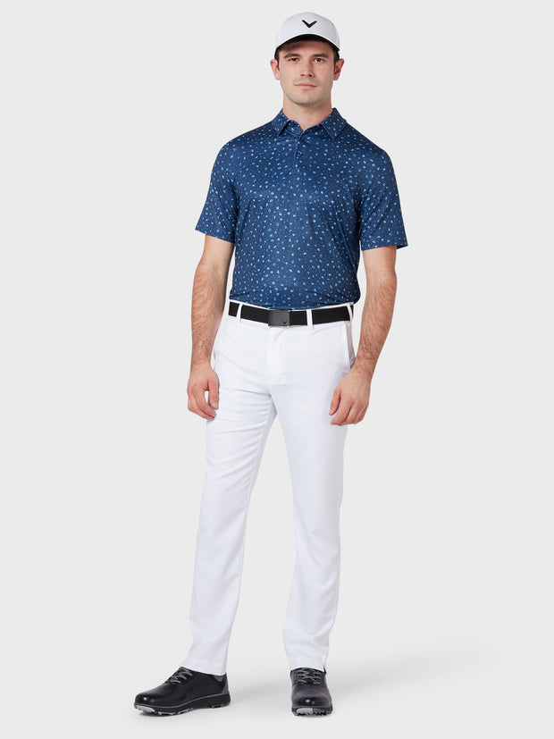 Zodiac Print Polo In Mazarine Blue Heather