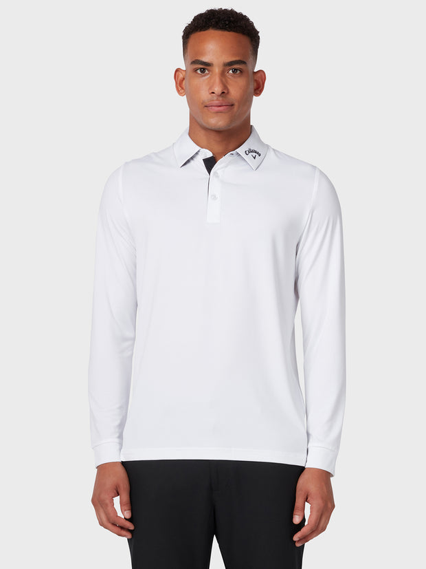 Long Sleeve Performance Polo In Bright White