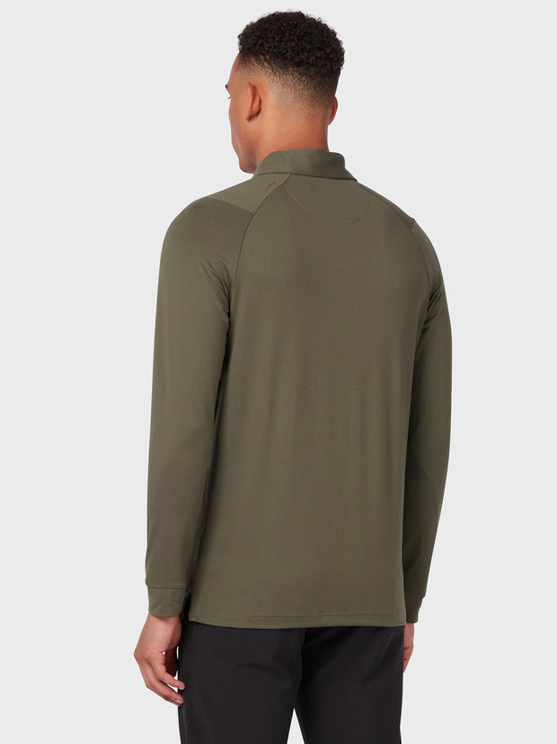 Long Sleeve Performance Polo In Black Lichen