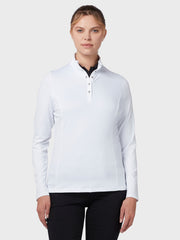 Women's Thermal Longsleeve Fleece Back Jersey Polo In Brilliant White