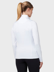 Women's Thermal Longsleeve Fleece Back Jersey Polo In Brilliant White
