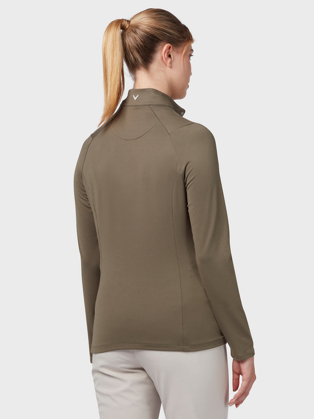 Women's Thermal Longsleeve Fleece Back Jersey Polo In Industrial Green