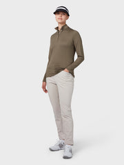 Women's Thermal Longsleeve Fleece Back Jersey Polo In Industrial Green