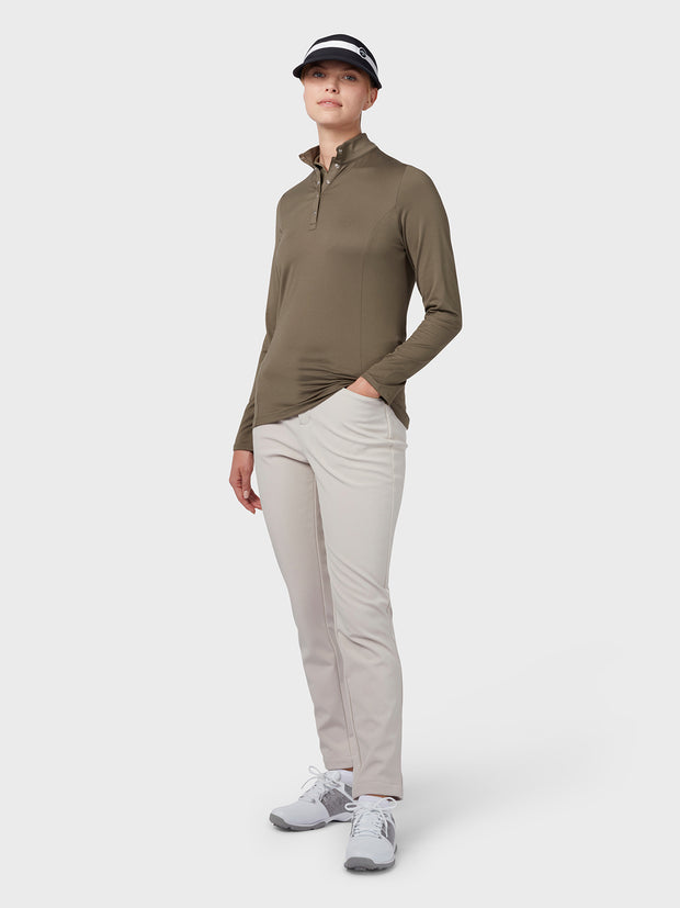 Women's Thermal Longsleeve Fleece Back Jersey Polo In Industrial Green