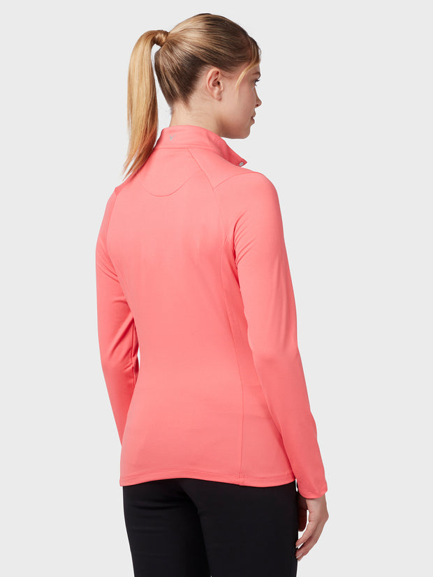 Women's Thermal Longsleeve Fleece Back Jersey Polo In Coral Paradise