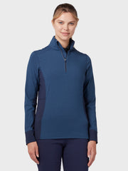Women's Space Dye Thermal 1/4 Zip Sweater In True Navy Heather