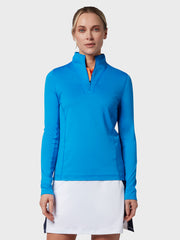 1/4 Zip Women's Chev Top In Blue Sea Star