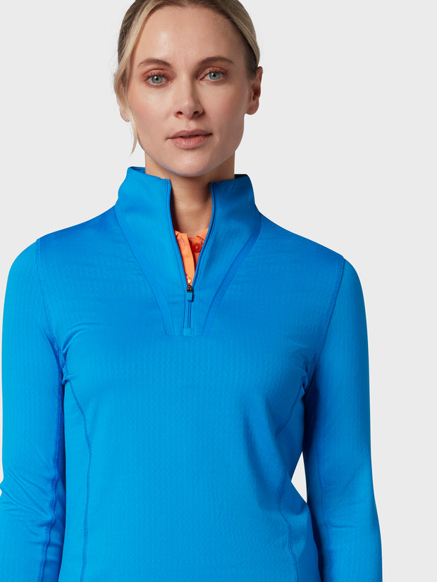 1/4 Zip Women's Chev Top In Blue Sea Star