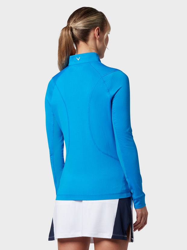 1/4 Zip Women's Chev Top In Blue Sea Star