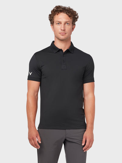 X Series Solid Ribbed Polo In Caviar