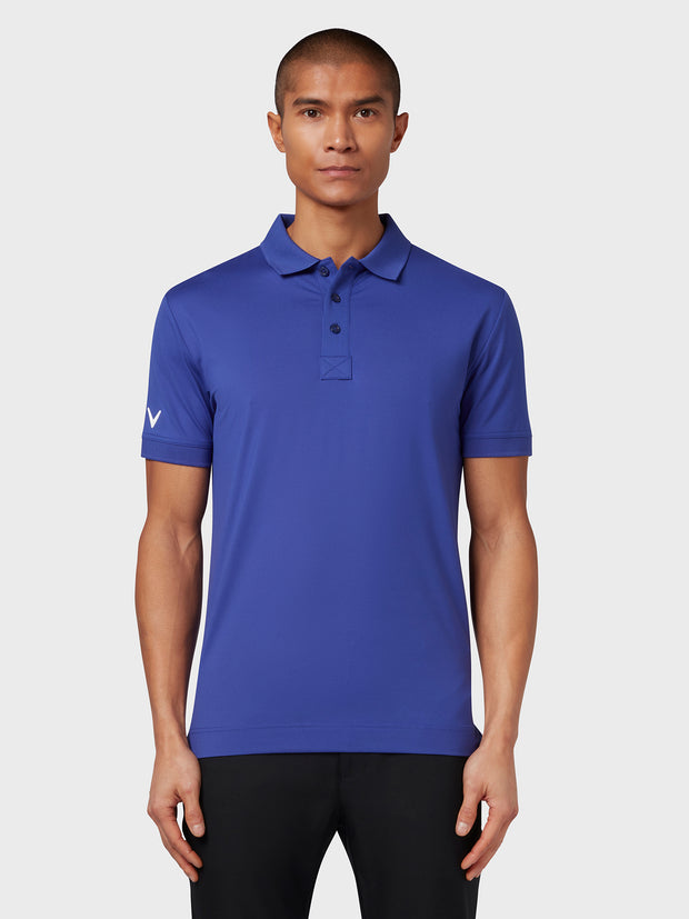 X Series Solid Ribbed Polo In Clematis Blue