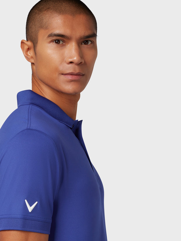 X Series Solid Ribbed Polo In Clematis Blue