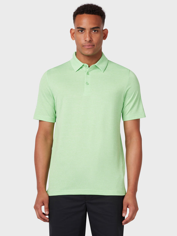 Heathered Jacquard Polo In Summer Green Heather
