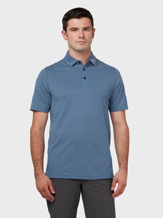 Soft Touch Micro Print Polo In Peacoat Heather
