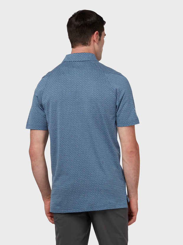 Soft Touch Micro Print Polo In Peacoat Heather