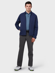 Soft Touch Micro Print Polo In Peacoat Heather