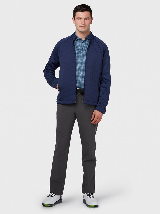 Soft Touch Micro Print Polo In Peacoat Heather