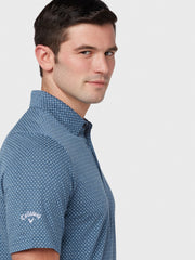 Soft Touch Micro Print Polo In Peacoat Heather