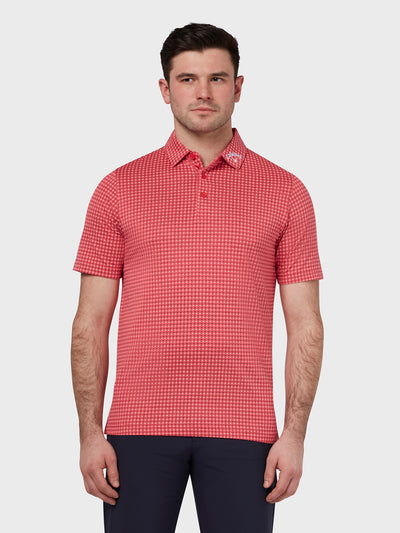 Soft Touch Micro Print Polo In Teaberry Heather