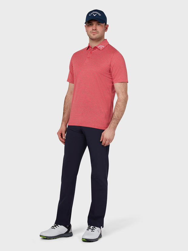 Soft Touch Micro Print Polo In Teaberry Heather