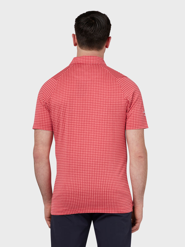 Soft Touch Micro Print Polo In Teaberry Heather