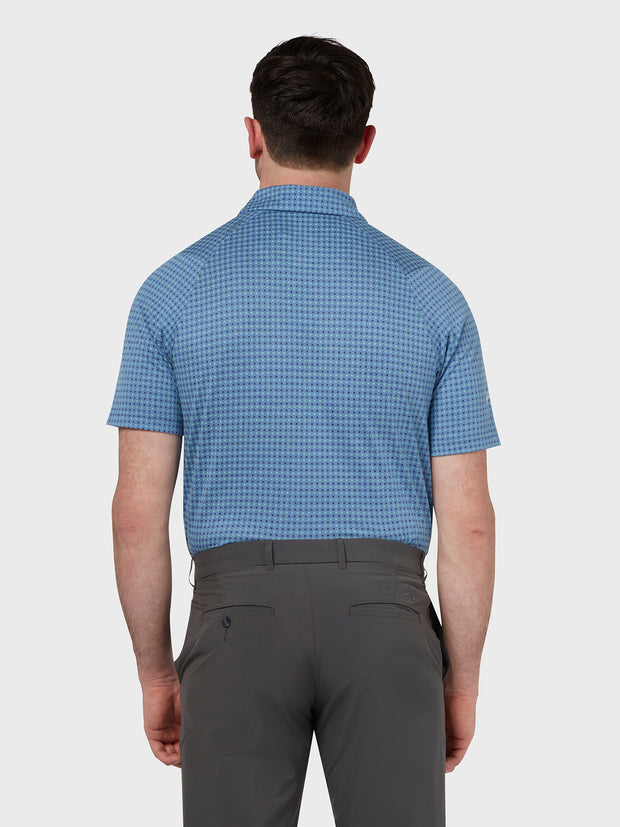 Soft Touch Micro Print Polo In Magnetic Blue Heather