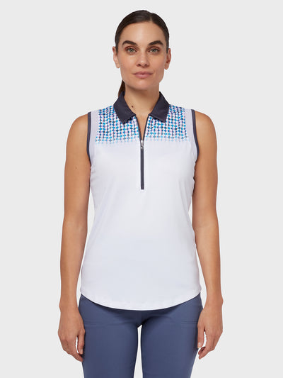 Engineered Evanescent Geo Women's Polo In Brilliant White