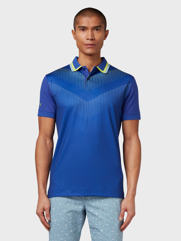 X Series Ombre Chev Print Polo In Clematis Blue
