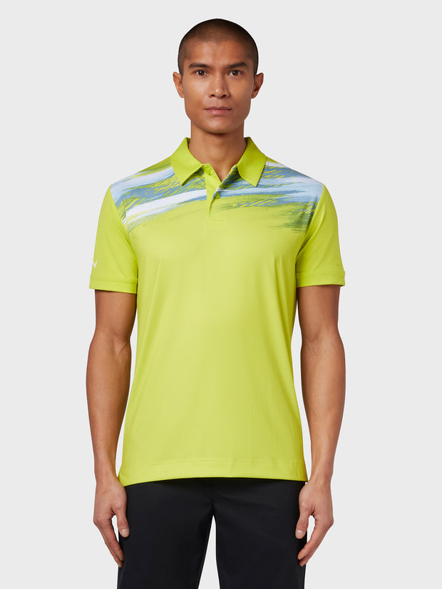 X Series Active Textured Print Polo In Lime Punch