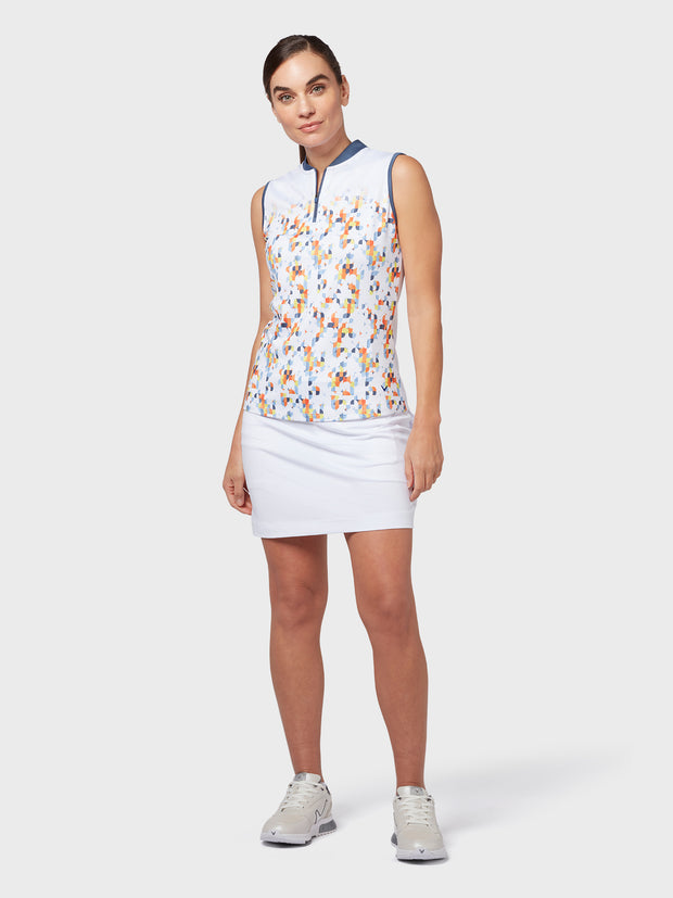 Engineered Fading Shift Geo Printed Women's Top In Brilliant White