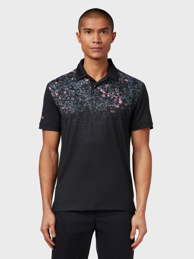 X Series Splatter Paint Ombre Polo In Caviar
