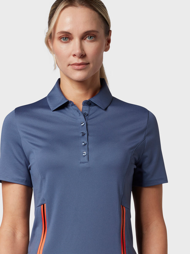 Colour Block Women's Polo Top In Blue Indigo