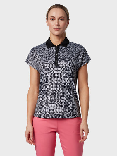 Chev Geo Printed Women's Polo In Caviar