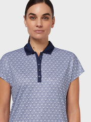 Chev Printed Women's Polo In Blue Geo