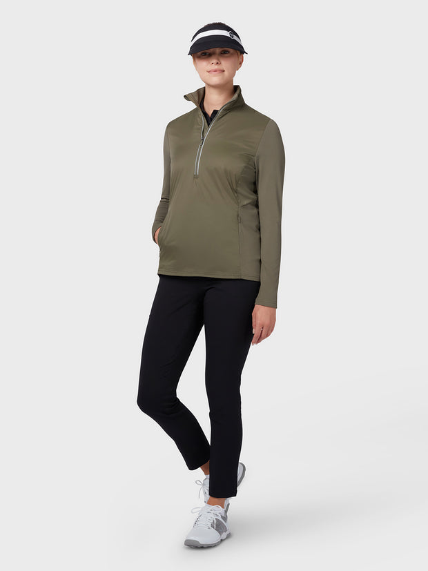 Insulated Aquapel 1/4 Zip Women's Sweater In Industrial Green
