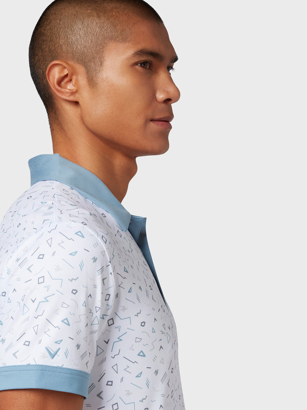 X Series Chev Memphis All Over Print Polo In Bright White