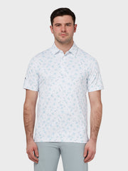 All Over Golf & Tucan Print Polo In Bright White