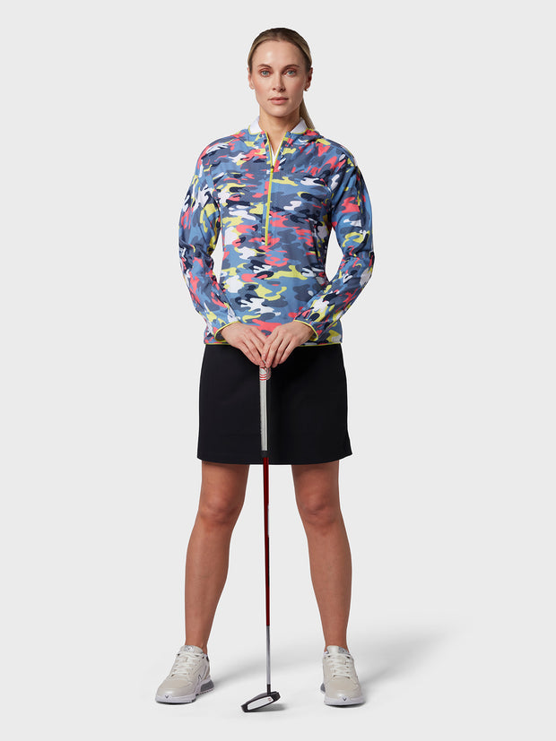 Women's 1/2 Zip Camo Hoodie In Peacoat