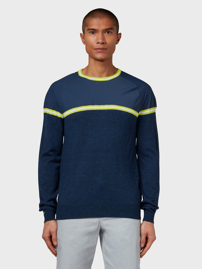 X Series Mixed Media Sweater In Dress Blues Heather
