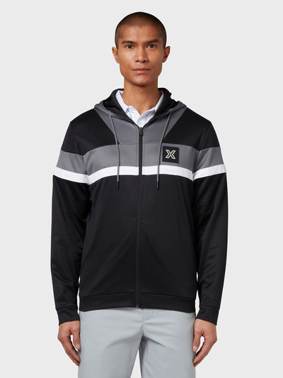 X Series Full Zip Blocked Hoodie In Caviar