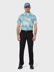 All Over Abstract Artisan Print Polo In Bright White