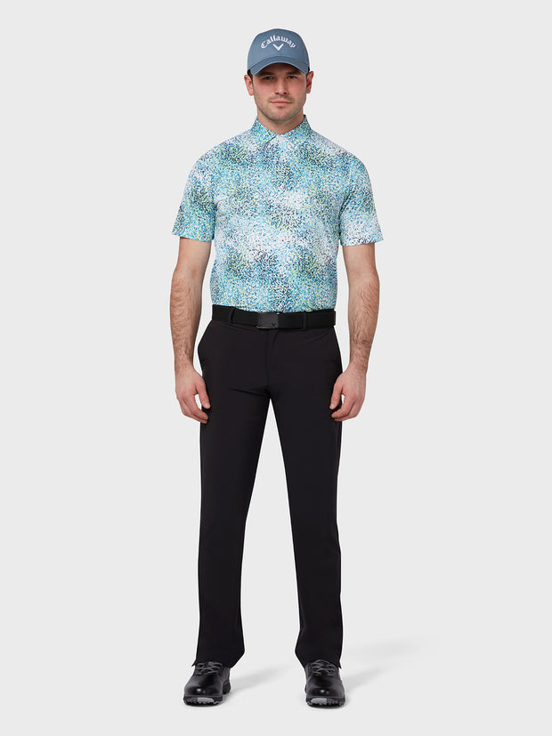 All Over Abstract Artisan Print Polo In Bright White