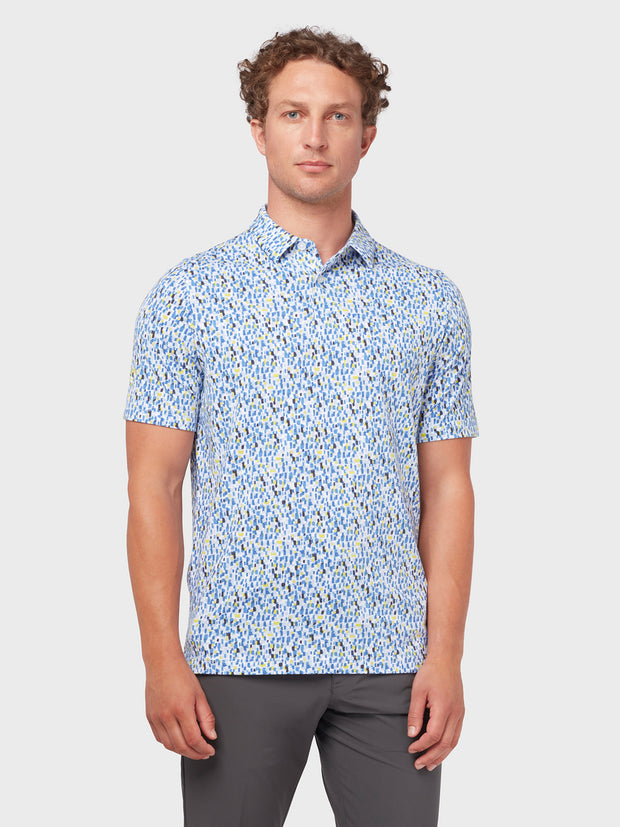 Micro Abstract Print Polo In Bright White